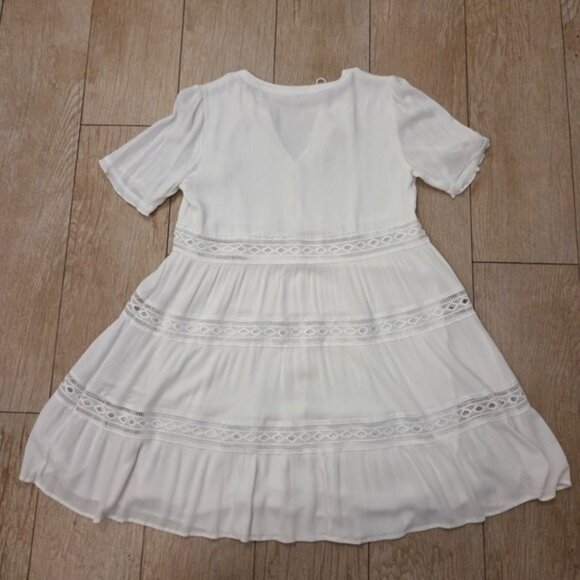 Kate & Sam White Gauzy Crochet Tassel Dress sz Large - Picture 7 of 7